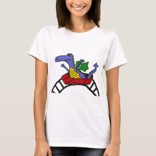 Camiseta Dragão engraçado em uma montanha russa