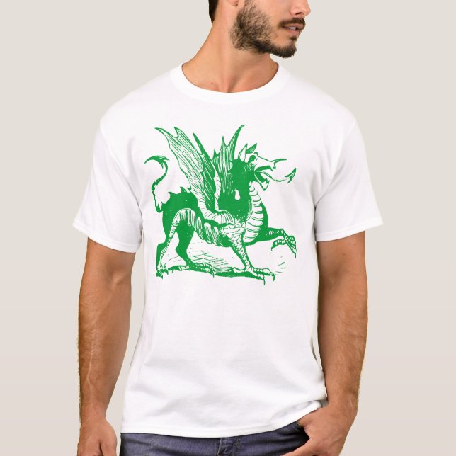 Camiseta Dragão Engraçado - Verde-Grama (Frente)