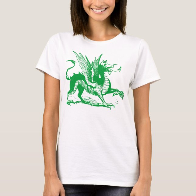 Camiseta Dragão Engraçado - Verde-Grama (Frente)