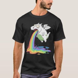 Camiseta Dragão Engraçado Vomitando Arco-Íris Cartoon