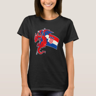 Camiseta Dragão Épico Com Bandeira Da Croácia Croata