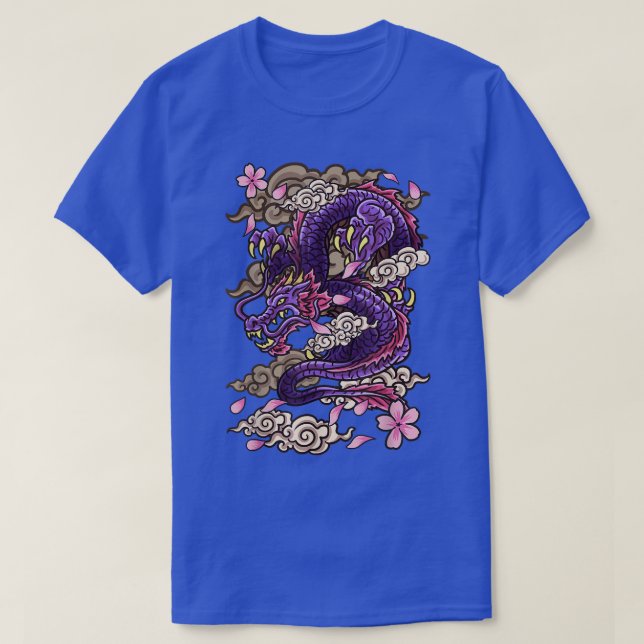 Camiseta Dragão estético japonês estilo Sakura Cher (Frente do Design)