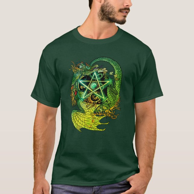 Camiseta Dragão estilo Art Nouveau Pentátopo ~camisa (Frente)