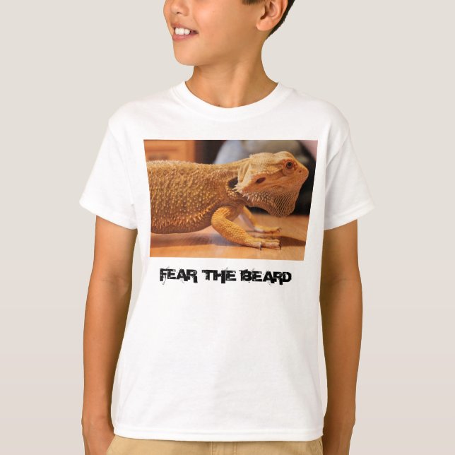 Camiseta dragão farpado "beardie" "MEDO T DA BARBA" (Frente)