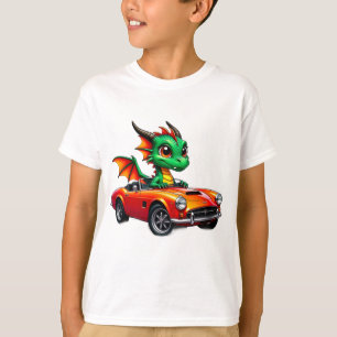 Camiseta 🏎️ Dragão Feliz Dirigindo Carro Esportivo 🐾