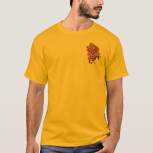 Camiseta Dragão Floral Preto e Rosa das Estrelas em