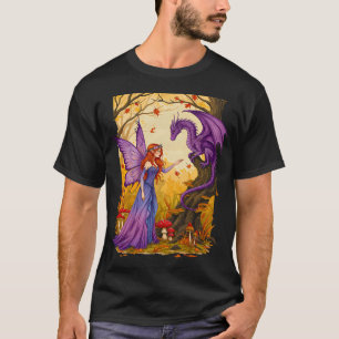 Camiseta Dragão Fofo em um Cogumelo