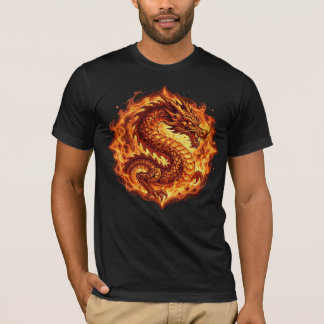 Camiseta Dragão Fogo Chamas Laranja Fogo Presente para home