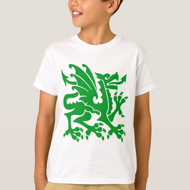 Camiseta Dragão Heráldico 01 - Verde-Grama (Frente)