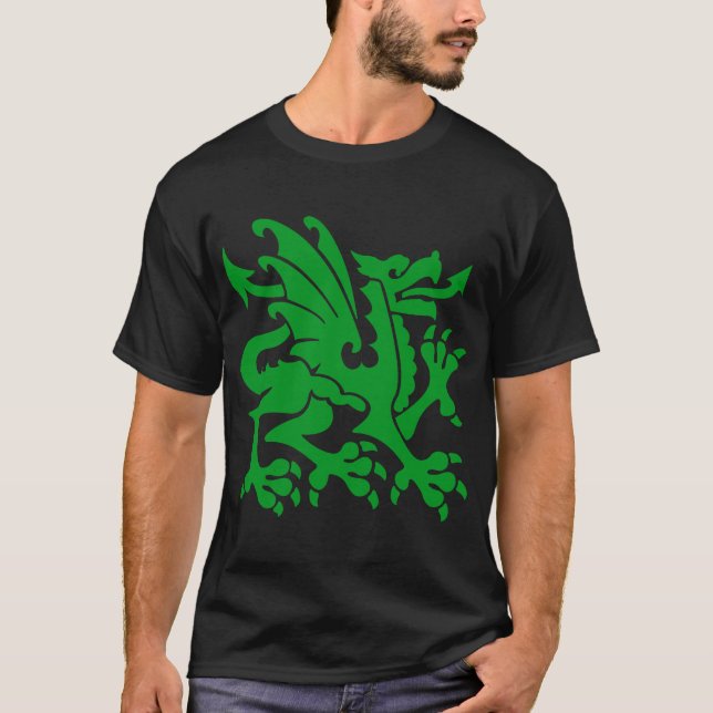 Camiseta Dragão Heráldico 01 - Verde-Grama (Frente)