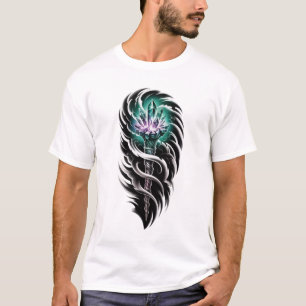 Camiseta Dragão Hidra de Três Cabeças Gráfico Detalhado Pre