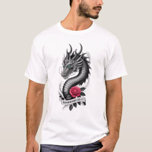 Camiseta Dragão Hidra de Três Cabeças Gráfico Detalhado Pre