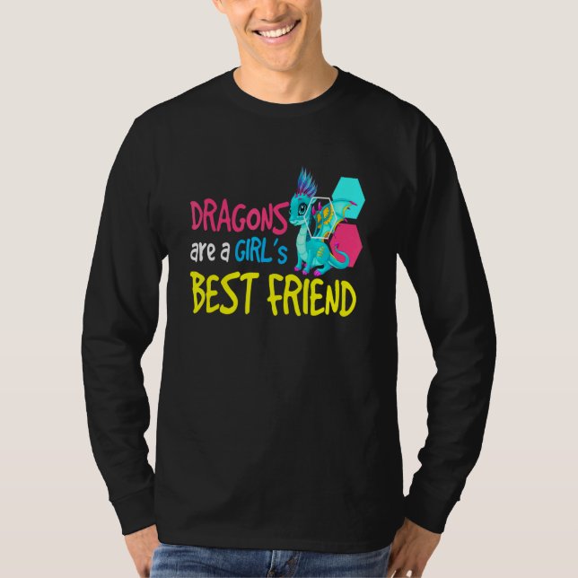 Camiseta Dragão I Meninas Melhor Amiga I Crianças Dragão Fa (Frente)