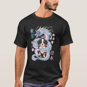 Camiseta Dragão Japonês Bernese Mountain Dog Kawaii Fofo A
