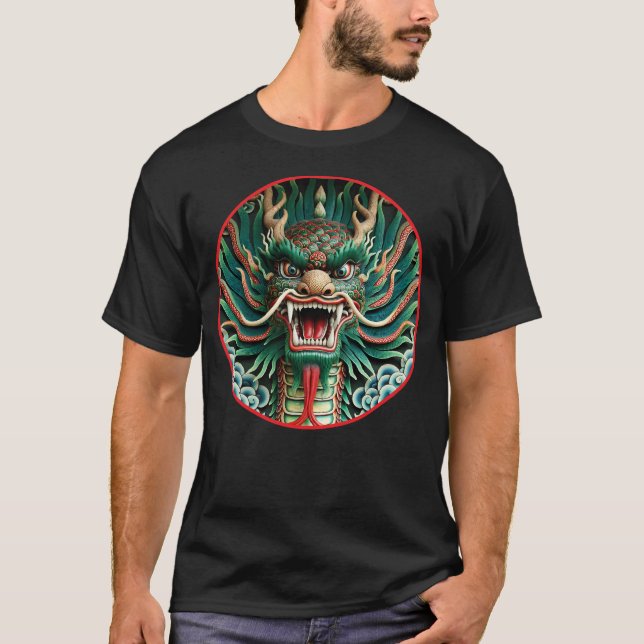 Camiseta Dragão japonês e tradições xibudistas (Frente)