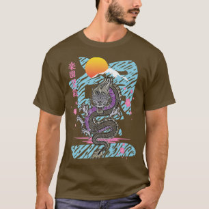 Camiseta Dragão japonês Kanji asiático Demon Sakura Vaporwa