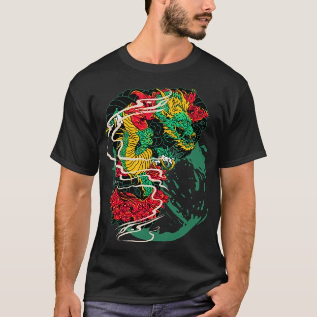 Camiseta Dragão Japonês - Ori Art Tee (Frente)