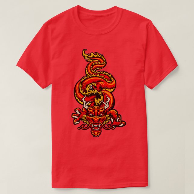 Camiseta Dragão japonês retrô (Frente do Design)