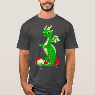 Camiseta Dragão Jogando Skateboard Engraçado Bom Dragão Ska