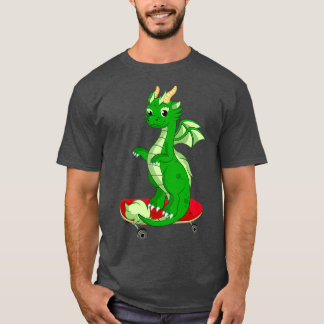 Camiseta Dragão Jogando Skateboard Engraçado Bom Dragão Ska