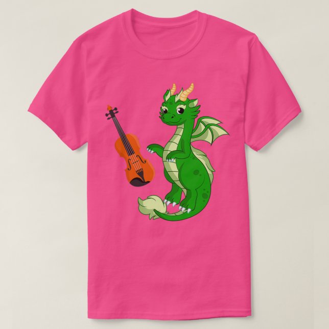 Camiseta Dragão Jogando Violino Engraçado Bom Dragão Violin (Frente do Design)