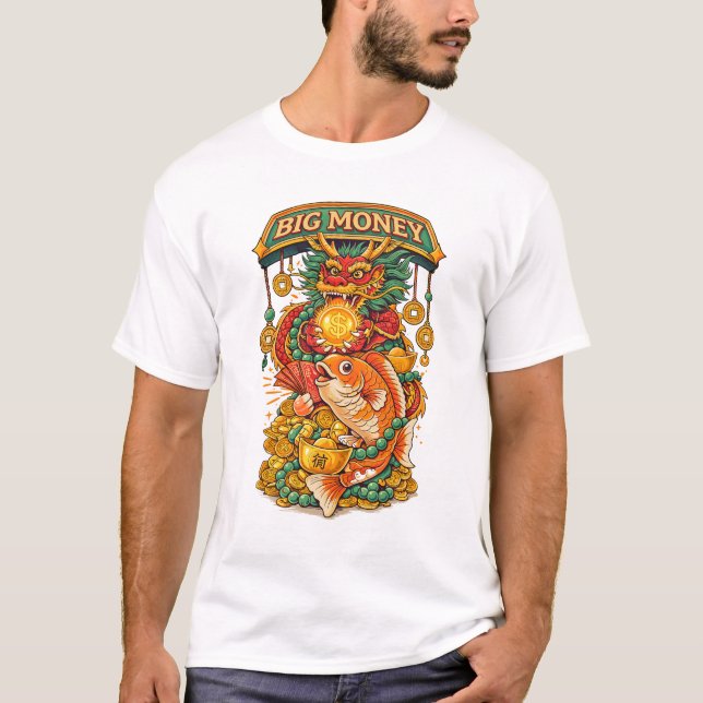 Camiseta Dragão Koi da Prosperidade (Frente)