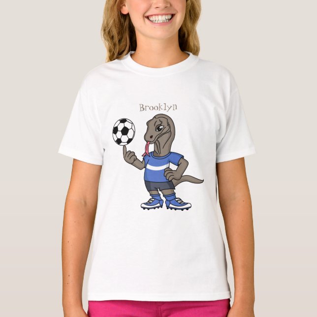 Camiseta Dragão Komodo engraçado bonito jogando cartoon de  (Frente)