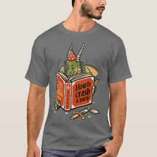 Camiseta Dragão lendo um livro Festa RPG batendo em Tobe F