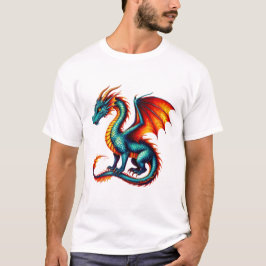 Camiseta Dragão Majestoso Com Escamas Douradas