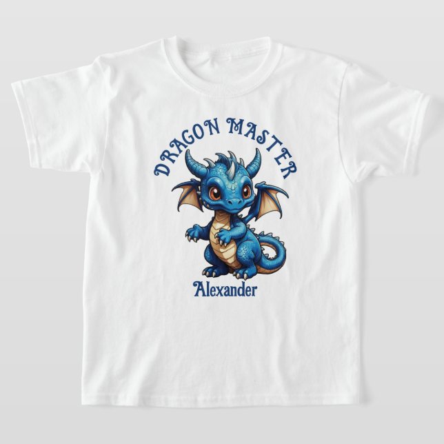 Camiseta Dragão Mestre Cute Blue Dragão Personaliza T-Shirt (Postura )