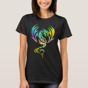 Camiseta Dragão Mítico Medieval Com Asas Arco-Íris