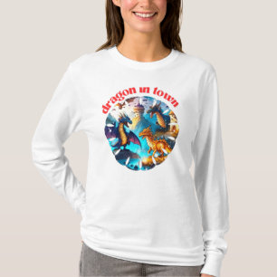Camiseta dragão na cidade t shirt design