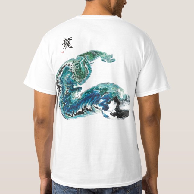 Camiseta Dragão nas ondas - T-Shir Energia do Oceano Abstra (Verso)