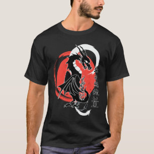 Camiseta Dragão negro, lua vermelha