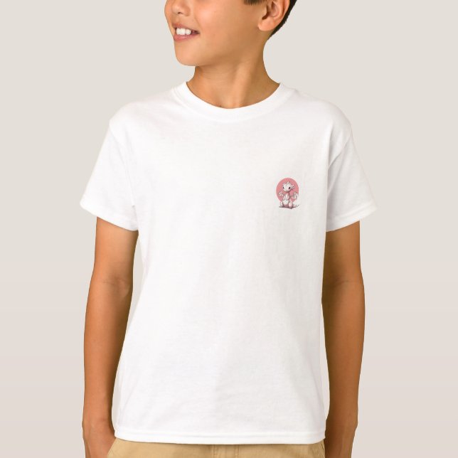 Camiseta Dragão Rosa Chibi para Crianças (Frente)
