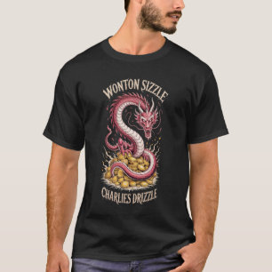 Camiseta Dragão Sibilante de Wonton Gráfico Chuvisco de Cha