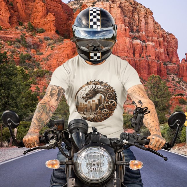 Camiseta Dragão Steampunk Sobre São Francisco 2024 (Criador carregado)