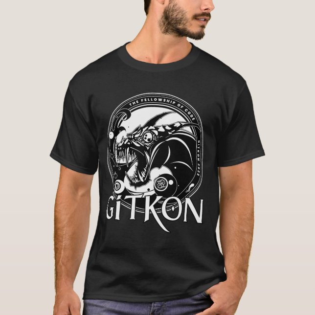 Camiseta Dragão T-Shirt | GitKon: A Fellowship of Code (Frente)