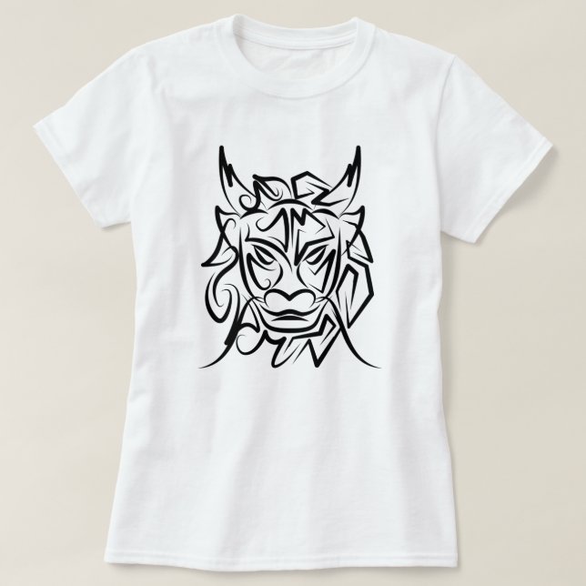 Camiseta Dragão Tribal Negro e Branco (Frente do Design)