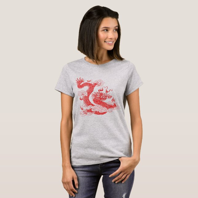 Camiseta Dragão Vermelho Asiático (Frente Completa)
