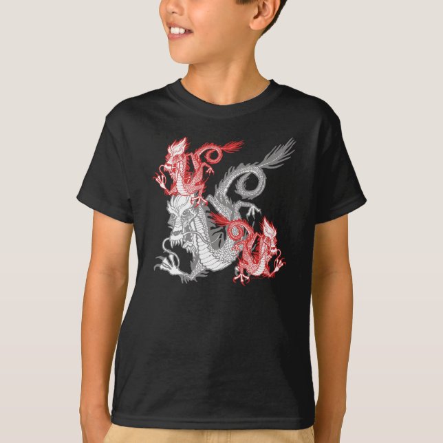Camiseta Dragão vermelho chinês K (Frente)
