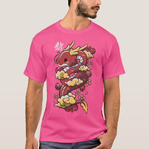 Camiseta Dragão Vermelho Chinês Kawaii