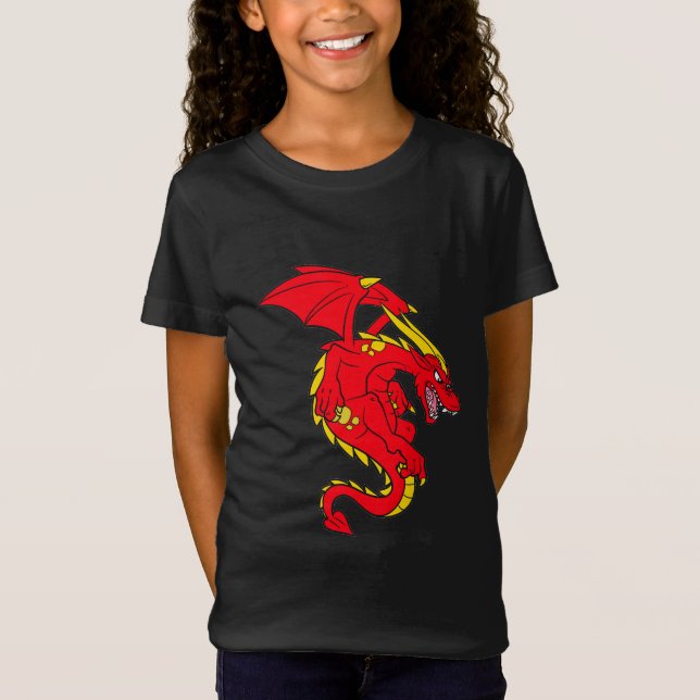 Camiseta Dragão Vermelho do Tamanho das Crianças (Frente)