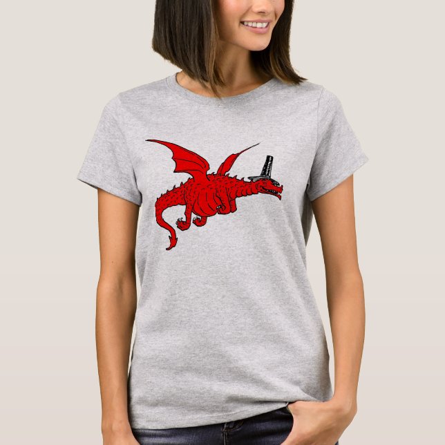 Camiseta Dragão vermelho engraçado de Galês no chapéu (Frente)