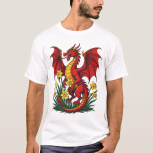 Camiseta Dragão Vermelho entre Narcisos