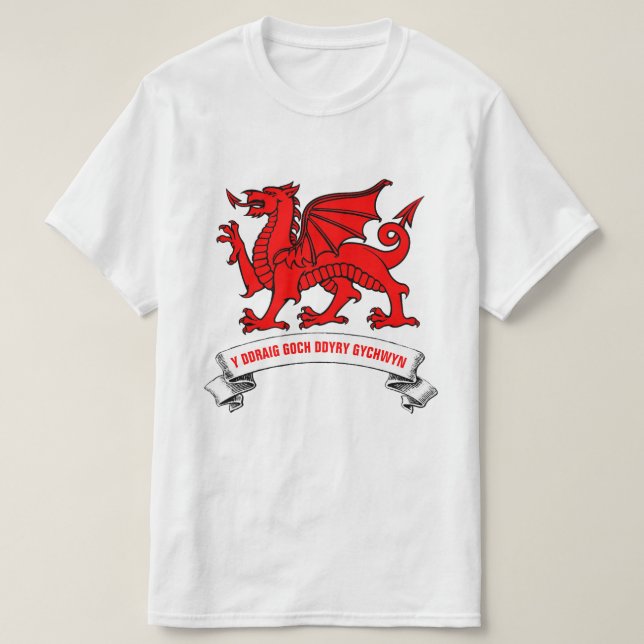 Camiseta Dragão Vermelho Galês com Slogan (Frente do Design)
