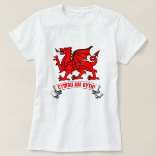 Camiseta Dragão vermelho Wales de Galês para sempre