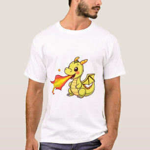 Camiseta Dragãozinho Verde Fofo Respirando Fogo