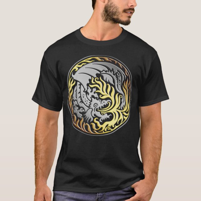 Camiseta Dragócírculo - Cromo e Dourado (Frente)