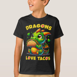 Camiseta Dragões Amam Tacos Fofo Cinco De Maio Comida Mexic